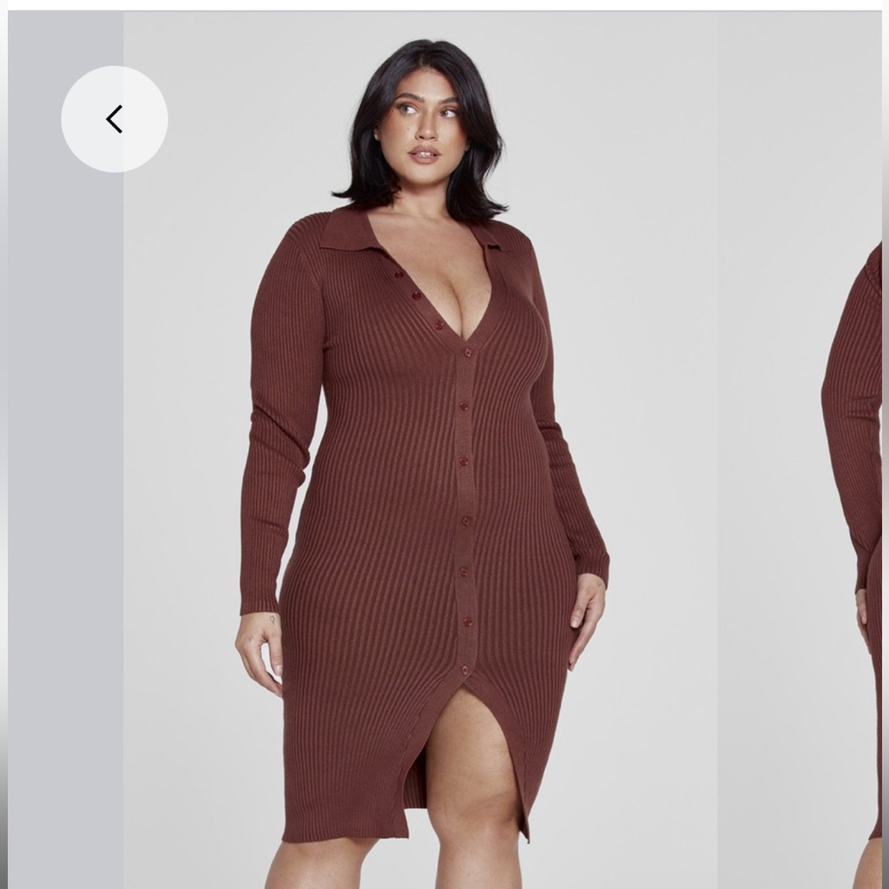 Mia Ribbed Knit Button Front Dress